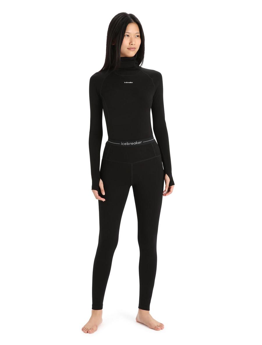 Icebreaker Merino 260 Tech High Rise Leggings Naisten Base Layers Mustat | FI 1852EBCX